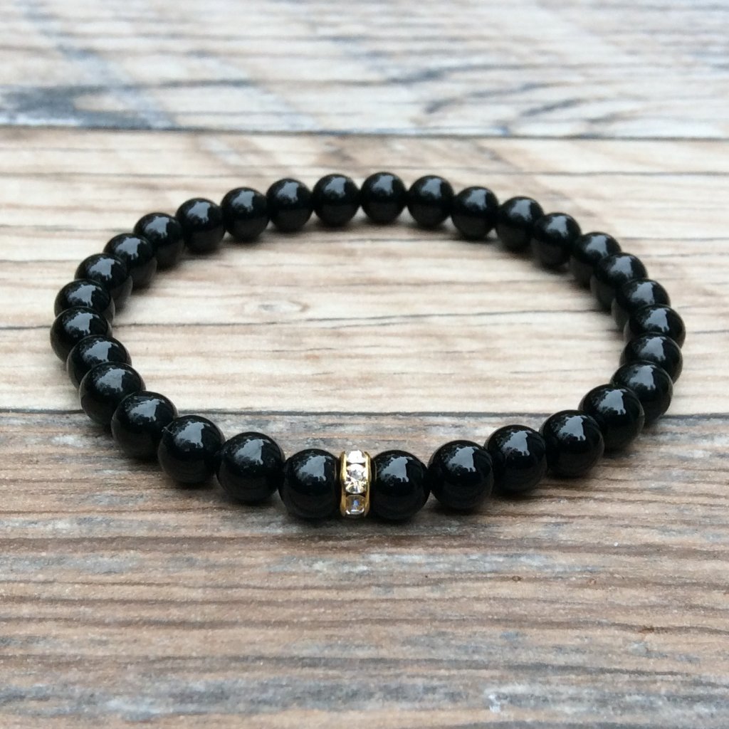 Black Tourmaline Bracelet - Protection - Dainty Bracelet, Healing Bracelet
